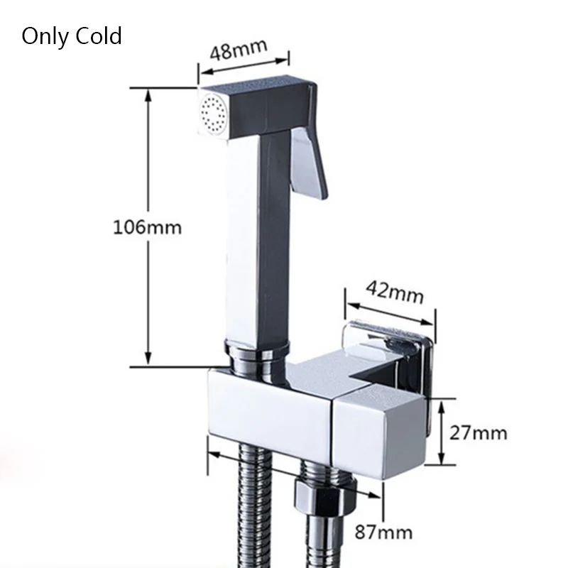 Onyzpily Bidet Faucet Golden Chrome Brass Shower Tap Washer Mixer Cold Hot Water Mixer Crane Square Shower Sprayer Head - Цвет: Chrome A