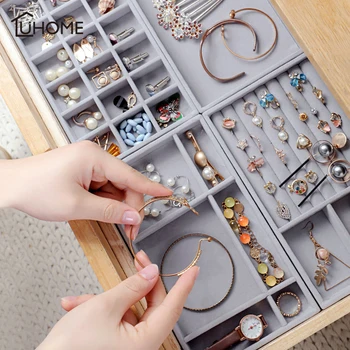 

Universal Jewelry Organizer Case Boxes Velvet Jewelry Display Organizer Tray Holder Ring Earring Assorted Storage Case Showcase