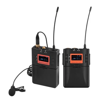 

Wireless Microphone 60-channels One Transmitter One Receiver for DSLR Camera Camcorder Smartphone PC Tablet Interview Recording