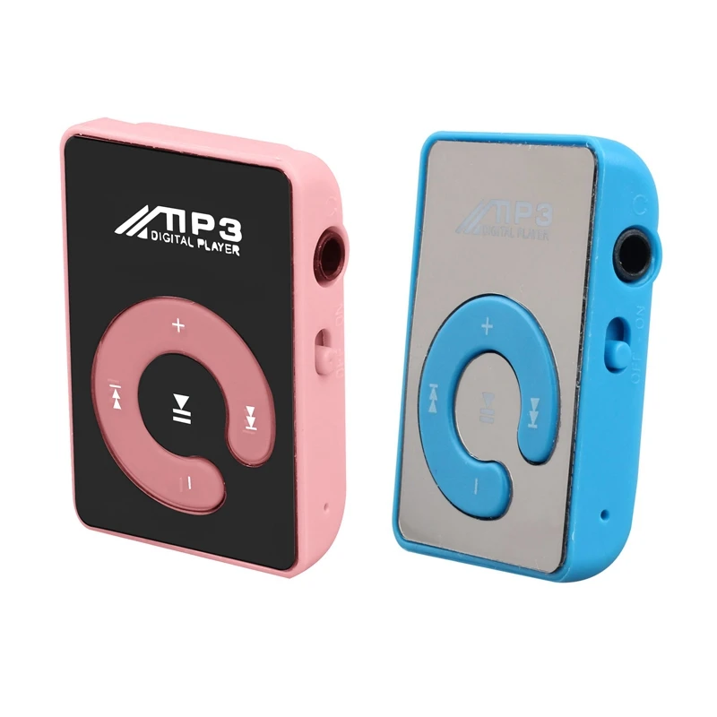 2 шт Мини Зеркало Клип USB цифровой Mp3 музыкальный плеер Поддержка 8 Гб SD TF карта, розовый и синий