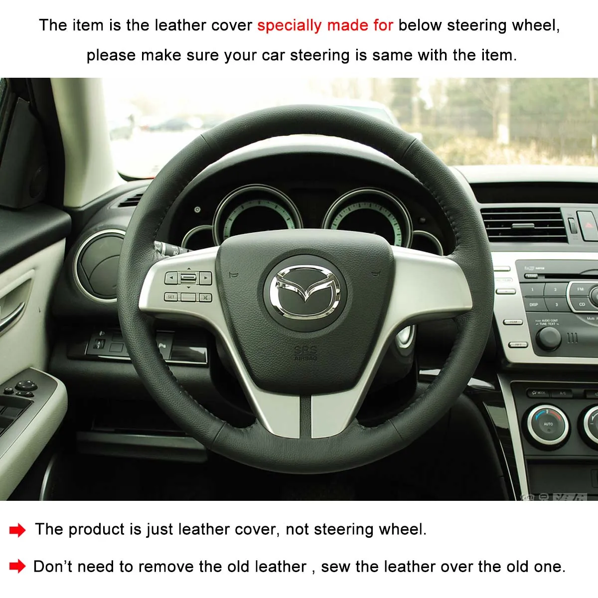 PONSNY чехол из натуральной кожи для рулевого управления автомобиля для Mazda 6 2008-2012 zoom авто ручная работа черный чехол