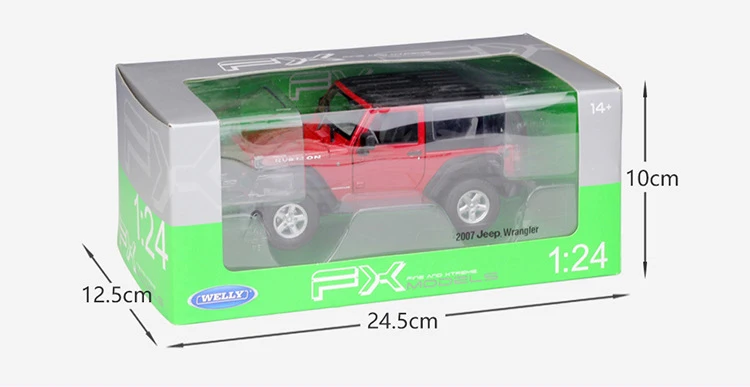 WELLY Модель автомобиля 1:24 Масштаб 2007 Jeep Wrangler литье под давлением автосимулятор сплав внедорожный металлический классический автомобиль для детей подарочная коллекция