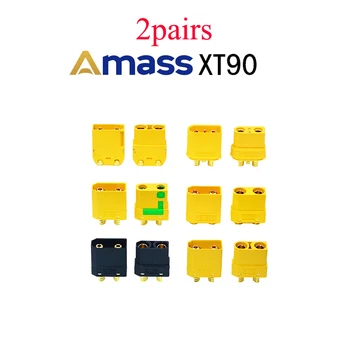 

2Pairs Low Resistance Amass XT90 Plug Connector Gold-Plated XT90 Male&Female Connectors for Balance Car/Wheelbarrow/RC Drone