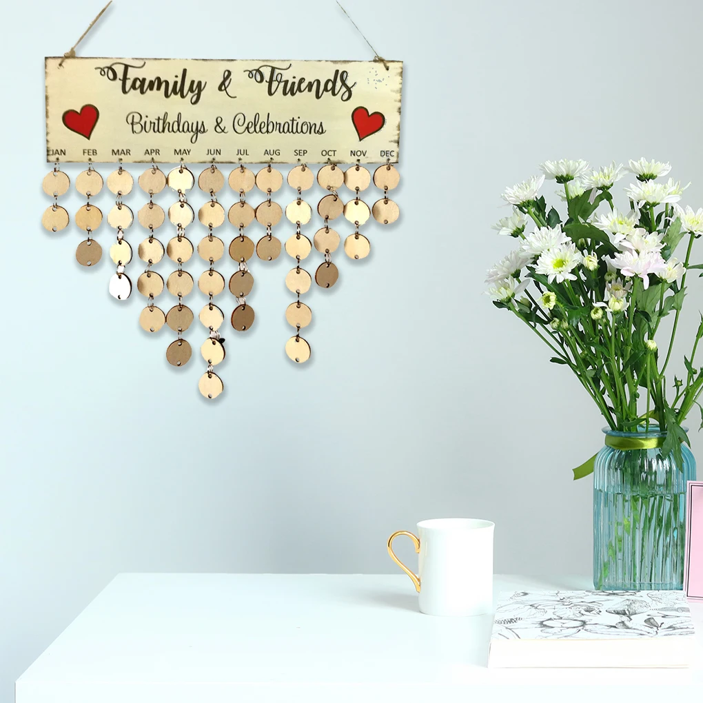 Семья Друзья слова Висячие DIY деревянный календарь Kalendar доска напоминаний доска домашний декор кулон красочные