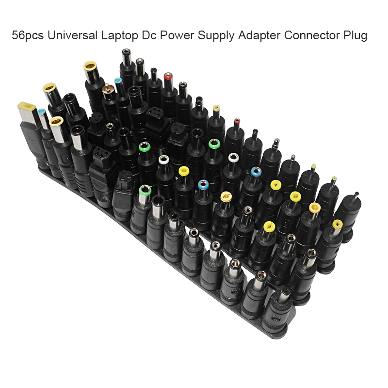 56pcs Universal Laptop AC DC Jack Power Supply Adapter Connector Plug for HP Dell Lenovo Acer Toshiba Notebook Cable Cord