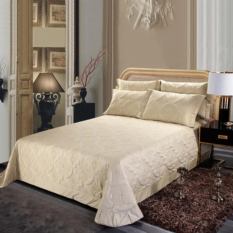 3Pieces King size Luxury 600TC Egyptian Cotton Quilted Bedspread Bed coverlet set with Match Pillowcase Multi Solid Color - Цвет: Color 6