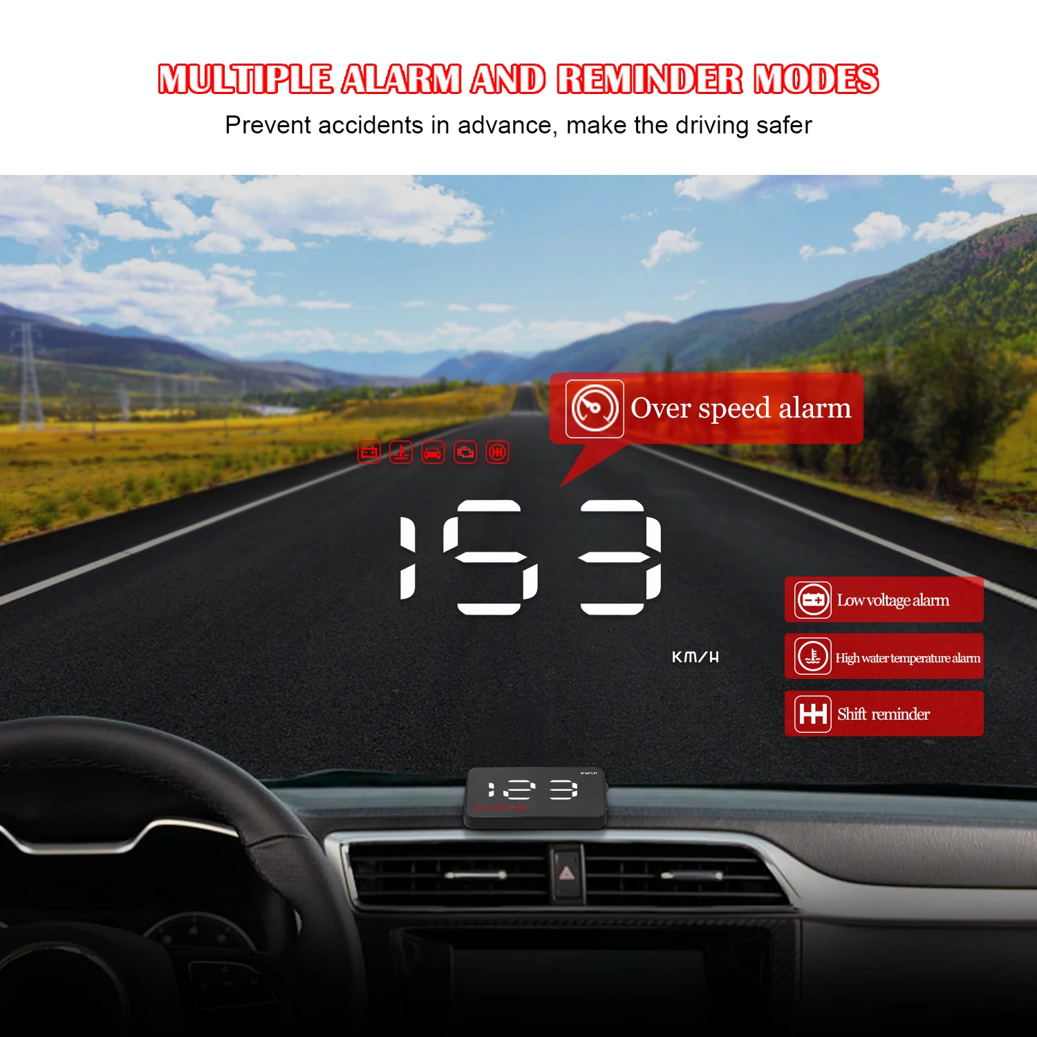 

3.5" Car HUD OBD OBD2 Head Up Display Digital Speedometer Windshield Projector Fatigue Alarm Fuel Speed Gauge A1000 dfdf
