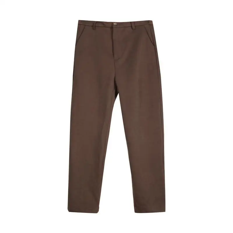 FINEWORDS повседневные шерстяные штаны-шаровары для женщин зимние свободные уличные брюки Капри мягкие прямые брюки с высокой талией размера плюс - Цвет: brown