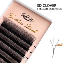 

2021 New W Eyelash Extensions 3D Clover Shape Volume Russian Lashes Premade Volume Fans Natural False Eyelash Makeup Tool