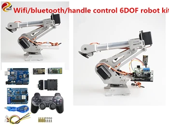 

SZDOIT Wifi/Bluetooth/Handle Control Suite+ Metal 6-Axis Robot Arm Kit 6DOF RC Robotic Platform with 6pcs Servos DIY for Arduino