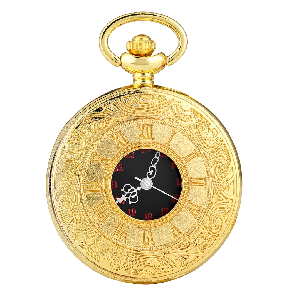 Винтажные бронзовые, в стиле стимпанк карманные часы, с выбитыми римскими цифрами, антикварные часы Fob Цепочки и ожерелья цепи Для мужчин Для женщин подарок Relogio De Bolso - Цвет: gold