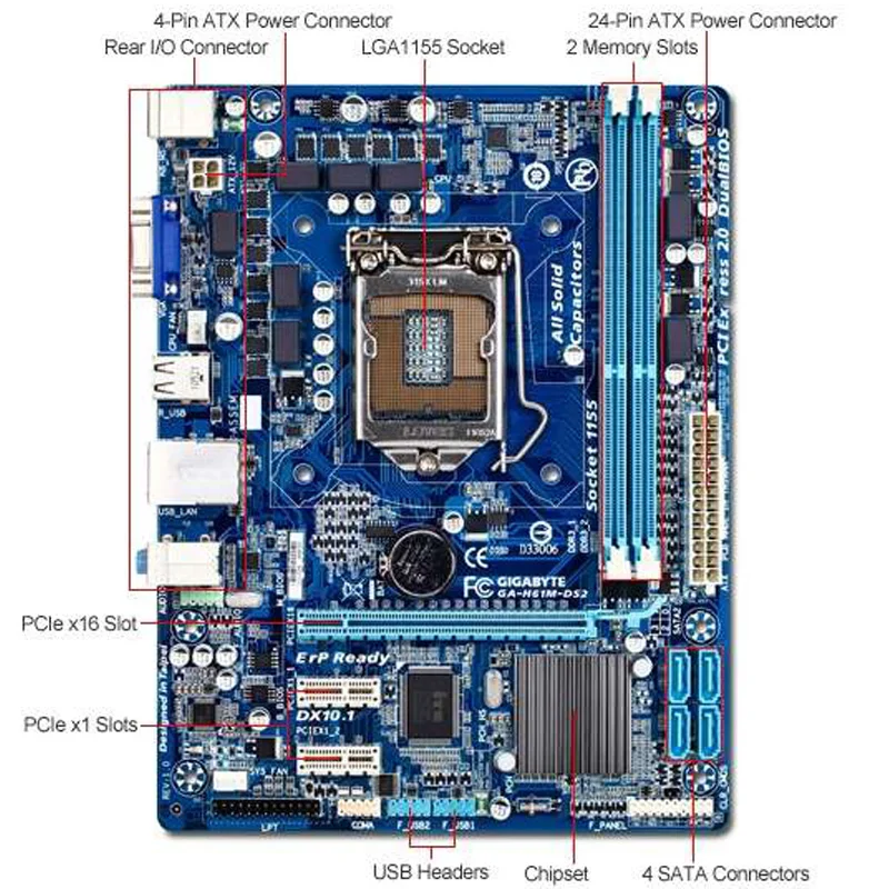 Gigabyte GA H61M DS2 desktop placa mãe