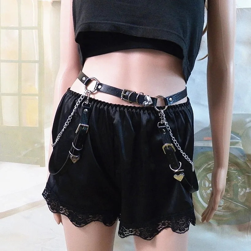 plus size belts for women Women's skirt belt female pu leather hip hop rock nightclub sexy jeans strap heart punk belt metal waist chain 383 waist belts