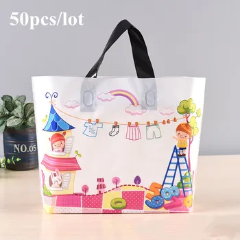 

50pc / lot cartoon characters Plastic Gift Bags Thick Portable Storage Shopping Bags Clothing store bags Wedding Party supplies