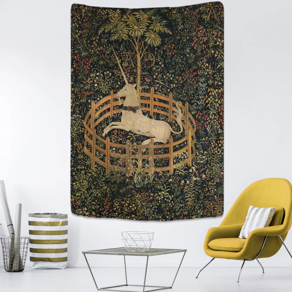 The Unicorn In Captivity Wall Tapestry Cover Beach Towel Picnic Yoga Mat Home Decoration Animal Wall Covering