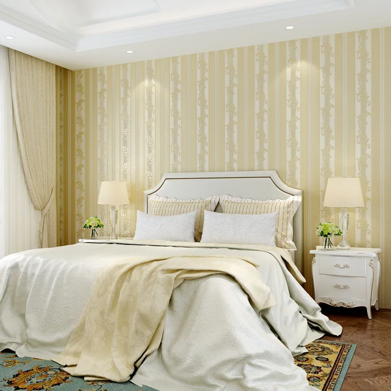 Роскошный европейский стиль нетканые обои для спальни 3D рельефные вертикальные полоски простой европейский фон для гостиной обои