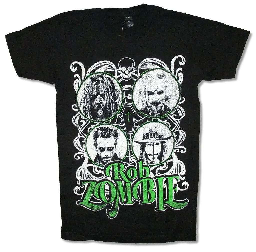 Rob Zombie Band Members зеленая черная футболка с логотипом Официальный Merch мягкие крутые облегающие футболки с принтом букв