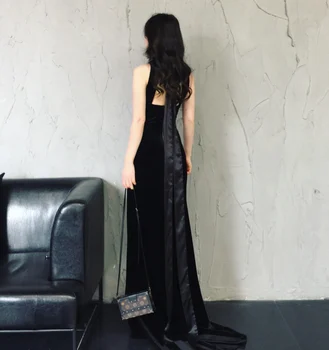 

Velvet Sexy Dress Long Club Vintage Black Dress Sleeveless Sheath Bodycon Maxi Evening Party Dresses Vestidos Robe
