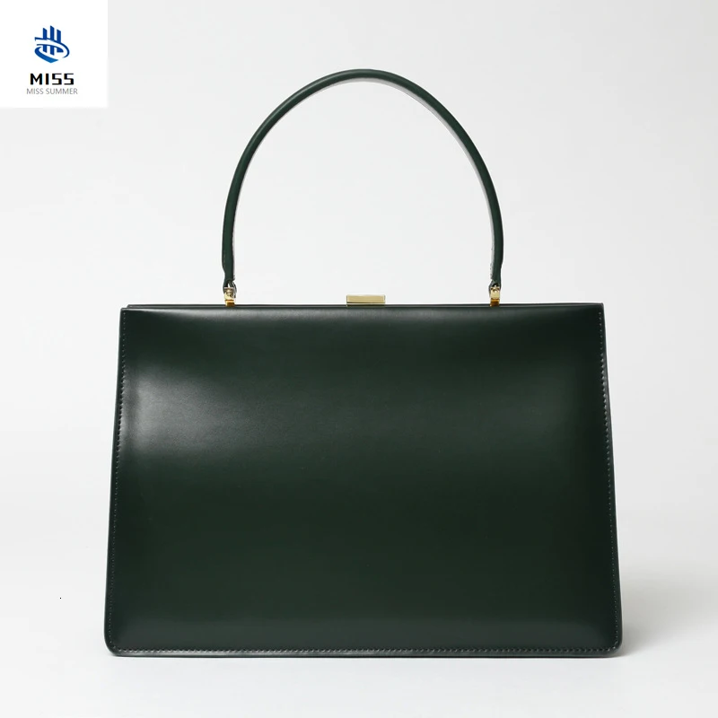 

2019 Retro design handbag 100% cow leather Lady bag female First layer Cowhide Commuting Shoulder Messenger Bag Doctor bag