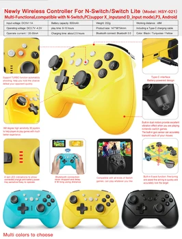 

2020 New For Nintend Switch Pro Controller Bluetooth Wireless Gamepads With Axis & Vibration Mando Pro Switch Lite Joystick