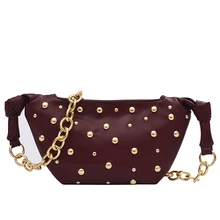 

Mini Studded Chain Famous Brand PU Leather Crossbody Bags For Women 2022 Hit Fashion One Shoulder Bag Luxury Handbags and Purses