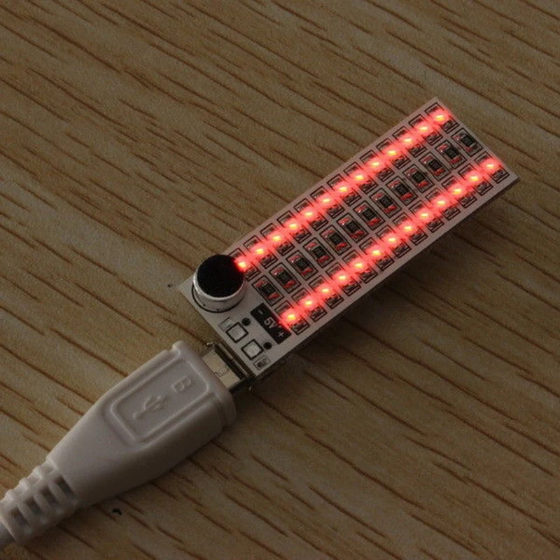 2 шт. 2X13 USB мини спектр светодиодный щит Голосовое управление чувствительность регулируемая, 1 шт. зеленый светильник и 1 шт. красный светильник