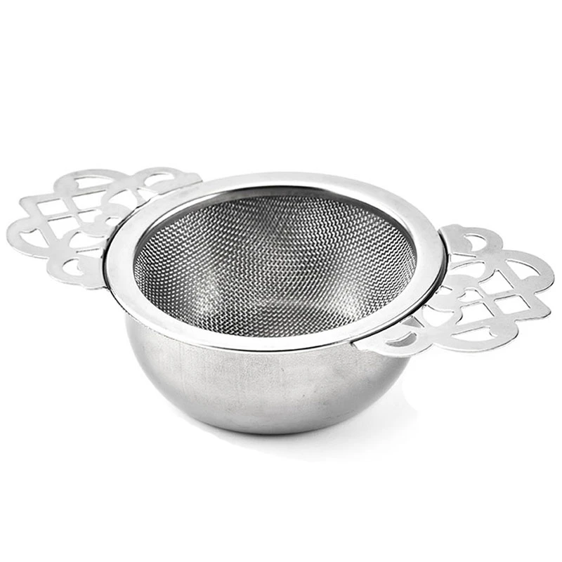 Ситечки для чая с чашами для капель(2-Pack); элегантные ситечки для чая из нержавеющей стали