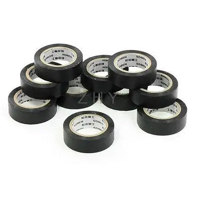 

32.8Ft Length Black PVC Adhesive Electrical Insulation Tape Roll 10 Pcs