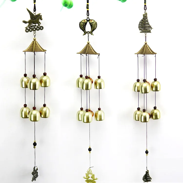 

Wholesale 2-Layer 6 Bell Wind Chime Pendant Feng Shui Wind Chime Anti-theft Doorbell Door Decoration Hanging Decoration Pisces M