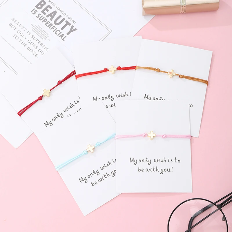 G.YCX 5pcs/set Simple Gold Cross Bracelets Men Women Adjustable Red Rope Thread Bracelet Braided Couple Matching Jewelry Femme | Украшения