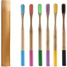 1 шт. зубная щетка+ 1 шт. бамбуковая трубка Экологичная зубная щетка из натурального бамбука Дорожный Чехол с мягкой головкой набор зубных щеток
