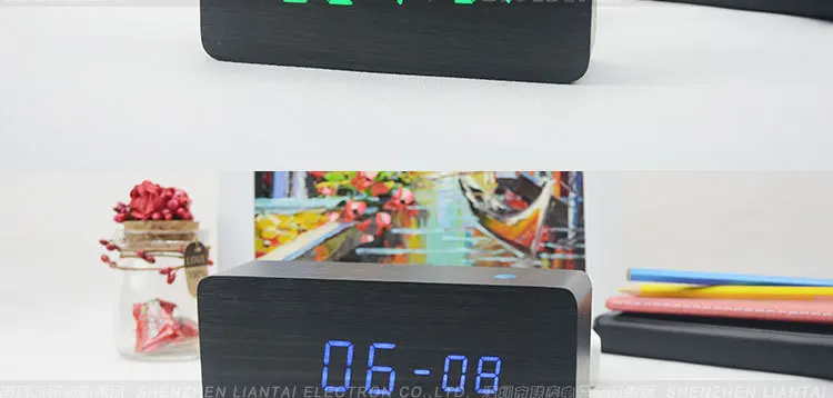 Напрямую от производителя продажи креативные деревянные часы немой голосовой календарь светодиодный Будильник с секундной температурой Ночной свет прикроватный Clo