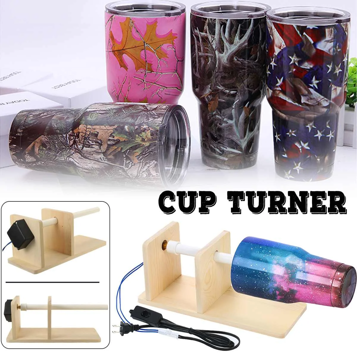 

Cup Turner Cuptisserie Turner Machine for Crafts Tumbler Spinner Kit Making Cup DIY Iron Cup Rotator Tools with Rotisserie Motor