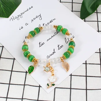 

Bohemian folk style retro natural stone crystal personality versatile hand ornament simple elastic hand string ornament
