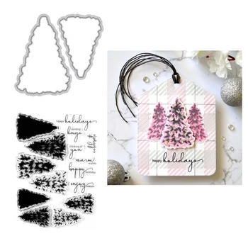 

2020 3D New Metal Cutting Dies and Clear Stamps Scrapbooking For Paper Making Plentiful Pine Embossing Frame Card Craft Sets