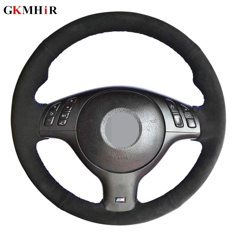 Diy Handstitched Black Suede Car Steering Wheel Cover For Bmw E46 E39