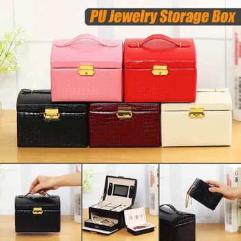 

5 Colors PU Leather Jewelry Display Box 3 Layers Ring Necklace etc. Storage Packaging Carrying Case Organizer Gift