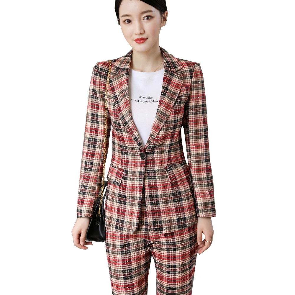 Red plaid suit womens Clearance
