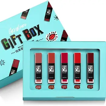 

5 Colors Matte Lipstick Set Makeup Waterproof Long Lasting Lip Gloss Nude Velvet Pigment Batom Women Fashion Make Up