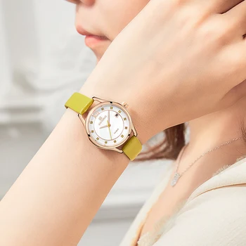 

NAVIFORCE Women Watch Fashion Quartz Clock Lady Green Leather Strap Date Week Casual Waterproof Wristwatch Gift for Girl 2020