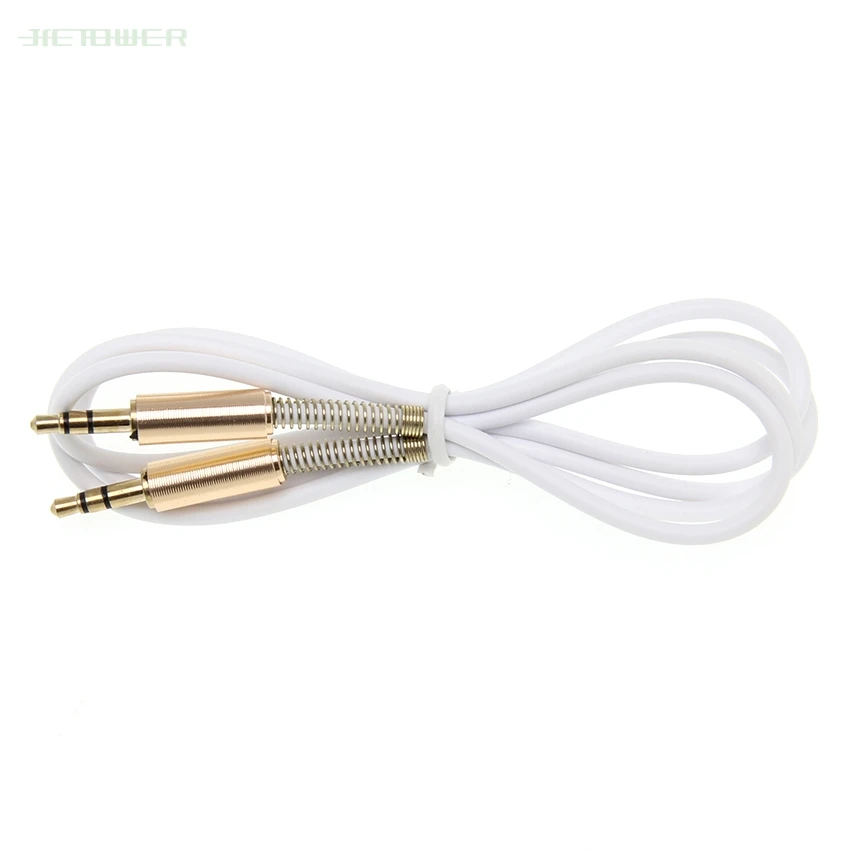 3 5 Jack Aux Cable Car Spring Audio Cable Gold Plated Jack Male To Male Speaker Cable Record Line for Headphone Speaker 100pcs