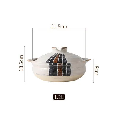 Японский стиль древняя глиняная посуда для заварки Кастрюля Сковорода для кассероле Бытовая газовая термостойкая для супа риса сковорода - Цвет: 1.2L