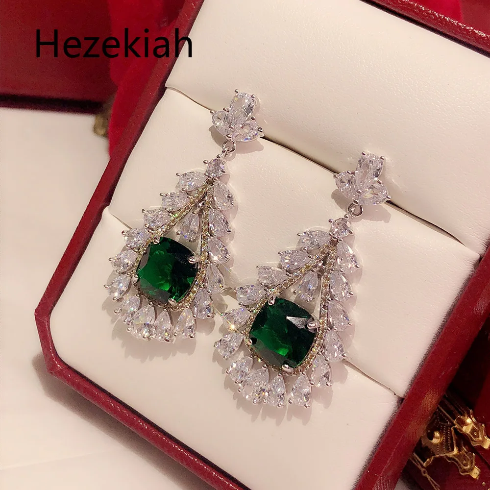 Hezekiah S925 серебряные серьги,, Индивидуальные Зеленые женские серьги для танцев, вечерние серьги высшего качества для женщин