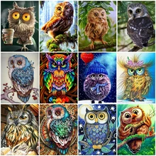 AZQSD 5D Diamond Painting Owl Mosaic Needlework Full Sets Diamond Embroidery Animal Picture Of Rhinestones Home Decor