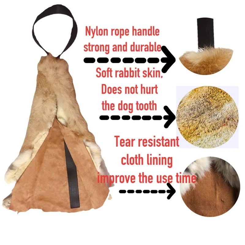High-Quality Rabbit Skin Dog Bite Cloth Dog Bite Tug Toy Young training interactive supplies Chewing Toy Pet Supply