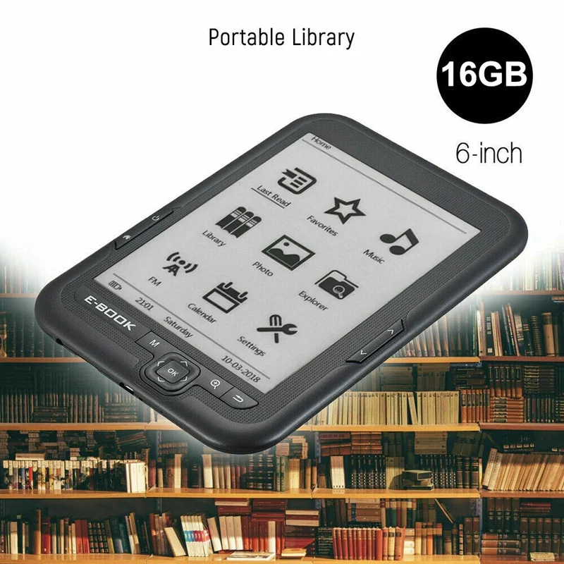 PROD 4000834318005 6 Inch 16GB Ebook Reader E-Ink Capacitive E Book
Light Eink Screen E-Book E-Ink E-Reader MP3 with Case WMA PDF HTML