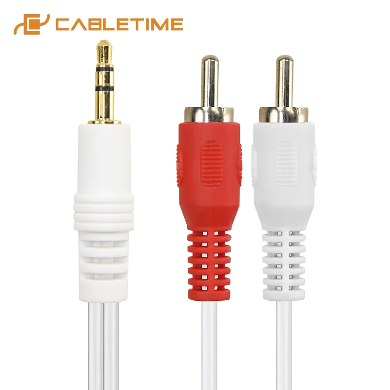 CABLETIME 3 5 мм м до 2RCA кабель штыревой соединитель к кабелю для подключения внешних
