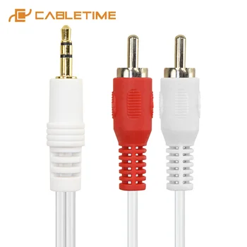 

CABLETIME 3.5mm M To 2RCA M Cable Aux Cable Jack Stereo Output Audio Splitter Adapter For Cellphone Laptop CD/DVD C27