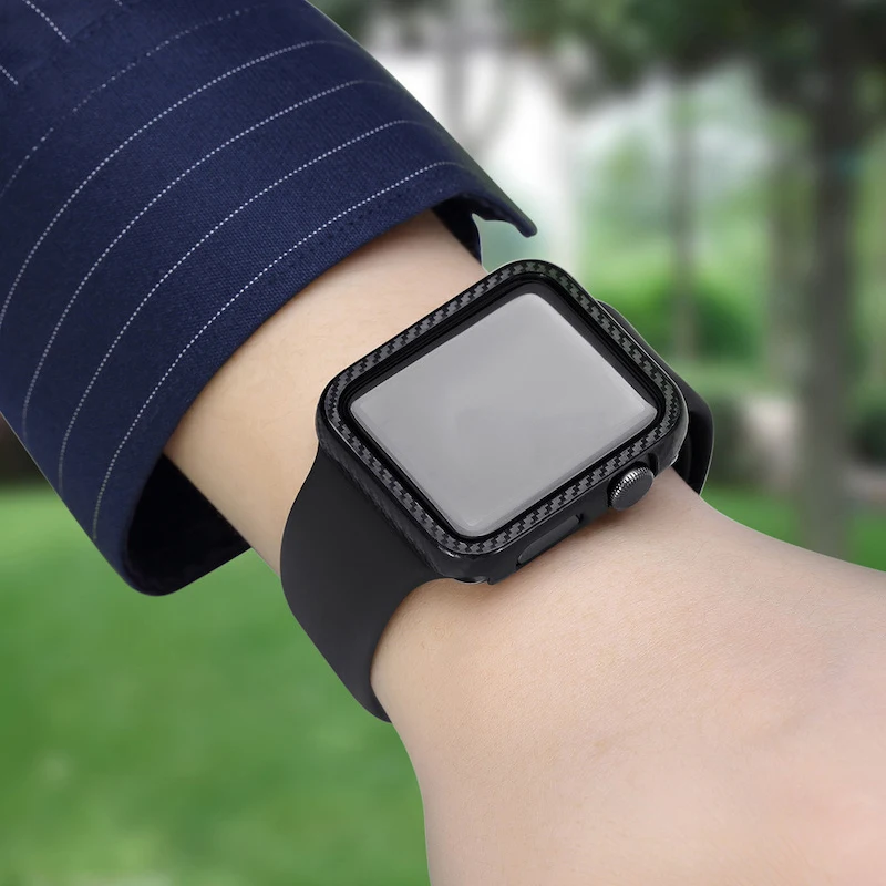 Ультратонкий чехол для часов для Apple Watch Case 4 3 2 1 42/38 мм 44/40 мм защитный чехол из углеродного волокна ПК жесткая Защитная пленка для часов