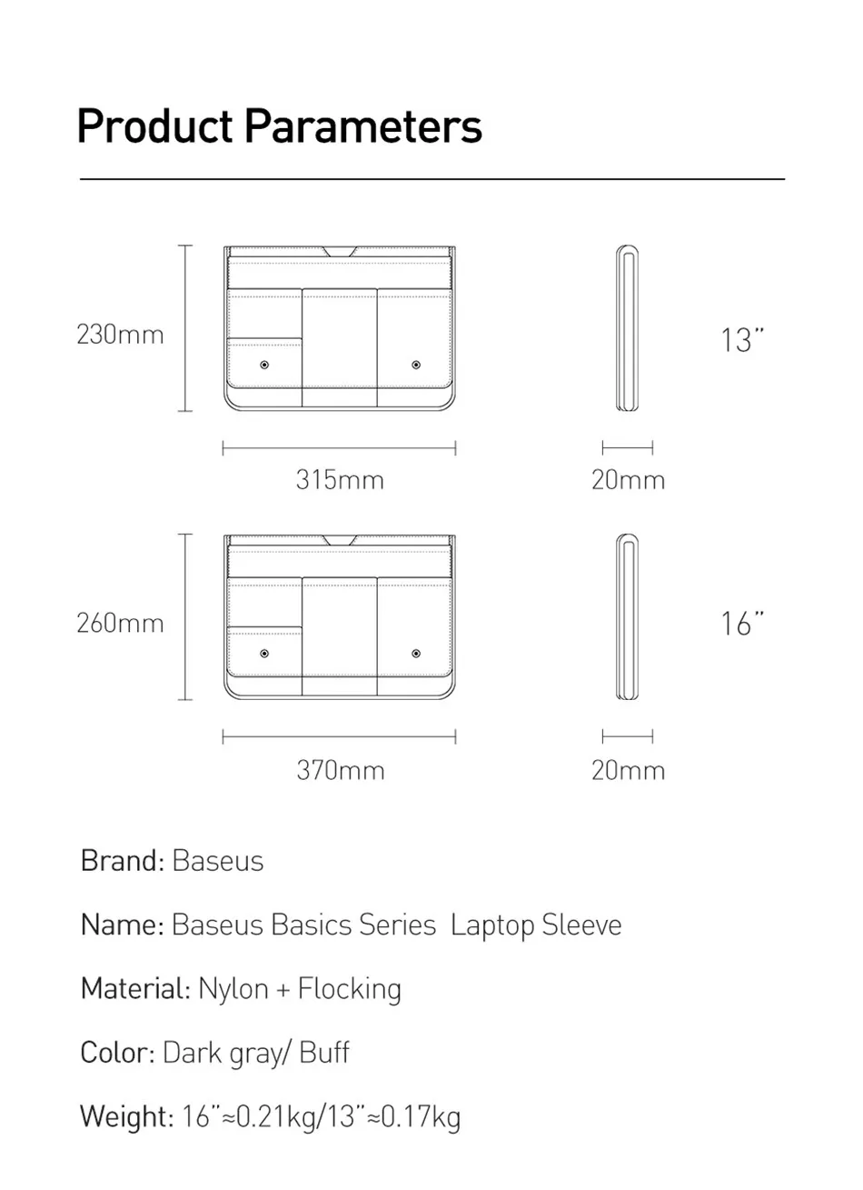 Baseus Basics Series 16 inch Laptop Sleeve description image 7